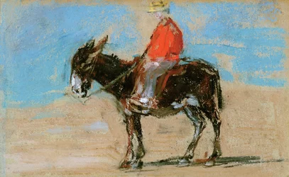 Ratsastus rannalla (pastelli)